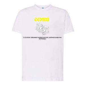 T-shirt Męski Krótki Rękaw Znaki Zodiaku Bliźnięta
