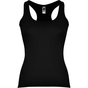Czarny damski top ROLY CAROLINA 6517 - z logotypem firmy