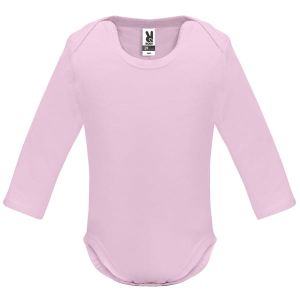 Jasnoróżowe dziecięce body ROLY HONEY L/S 7202 - własne logo