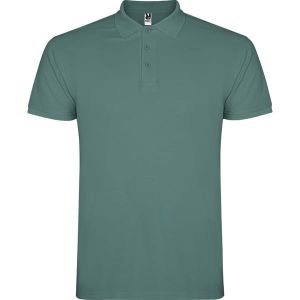 Ciemnoturkusowa męska koszulka polo ROLY STAR 6638 - nadruk