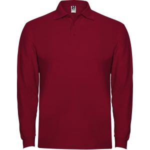 Bordowe męskie polo ROLY ESTRELLA L/S 6635 - nadruk własny