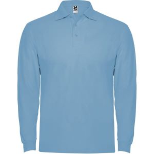 Błękitne męskie polo ROLY ESTRELLA L/S 6635 - firmowe logo