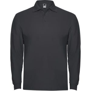 Grafitowe męskie polo ROLY ESTRELLA L/S 6635 - własny napis