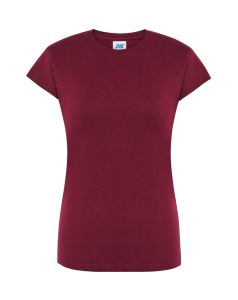 Bordowy T-shirt damski bawełniany JHK TSRLCMFBU - nadruk