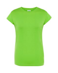 Limonkowy Tshirt damski JHK TSRLCMFLM - koszulka z nadrukiem