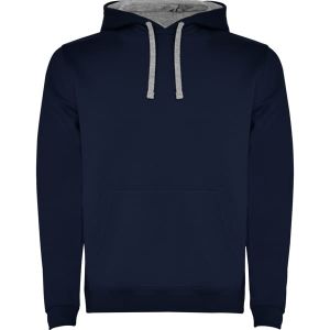 Granatowo-szara URBAN 1067 z kapturem - Bluza z nadrukiem