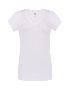 Biała Damska bluzka V-neck JHK TSULSCLWH - z logo firmy
