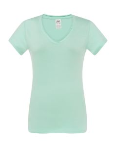 Damska bluzka V-neck mint green JHK TSULSCLMG - z nadrukiem