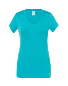 Turkusowa Damska bluzka V-neck JHK TSULSCLTU - z napisem