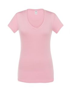 Różowa Damska bluzka V-neck JHK TSULSCLPK - robocza z logo