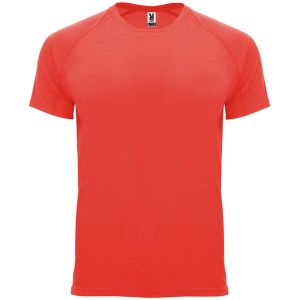 Koralowa męska koszulka sportowa ROLY BAHRAIN - fluorescencyjna