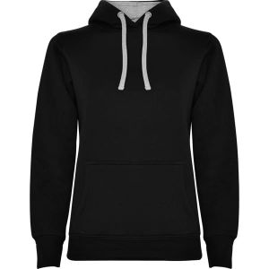 Czarno-szara Bluza URBAN WOMAN 1068 z kapturem i napisem