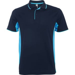 Granatowe męskie techniczne polo ROLY MONTMELO - nadruk