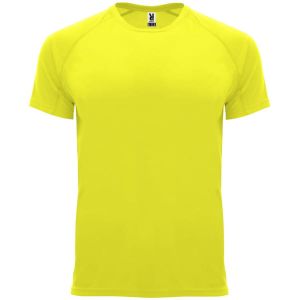 Żółta dziecięca koszulka sport Roly BAHRAIN - fluor z logo