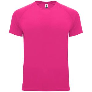 Różowa dziecięca koszulka sport Roly BAHRAIN - fluor haft