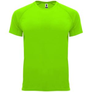 Zielona dziecięca koszulka sport Roly BAHRAIN - fluor nadruk