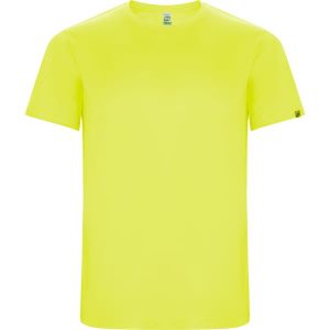 Żółty dziecięcy T-shirt Roly IMOLA - fluorescencyjny z logo