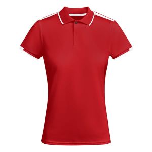 czerwonobiała TAMIL - Damska polo z Nadrukiem